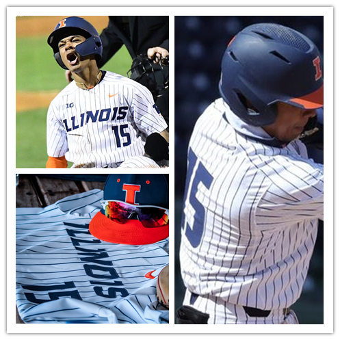 Mens Illinois Fighting Illini #15 Taylor Jackson  Nike White Pinstripe College Baseball Game Jersey