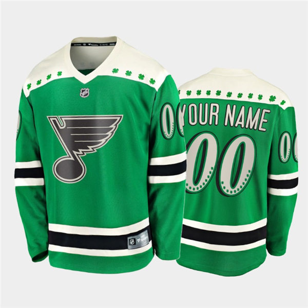 Men's St. Louis Blues Custom adidas 2021 Green St. Patrick's Day Jersey