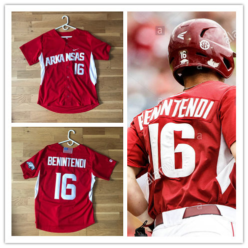 Mens Arkansas Razorbacks #16 Andrew Benintendi Nike Cardinal College Baseball Jersey