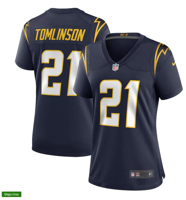 Womens Los Angeles Chargers Retired Player #21 LaDainian Tomlinson Stitched Nike Navy Jersey