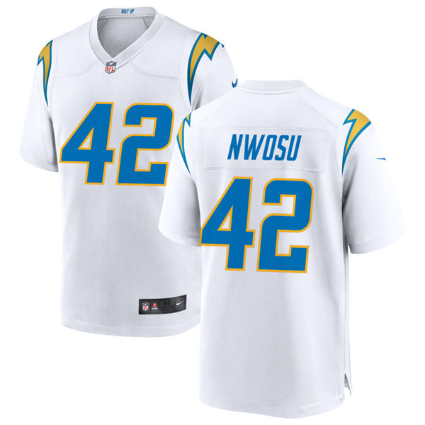 Mens Los Angeles Chargers #42 Uchenna Nwosu Nike White Vapor Limited Jersey