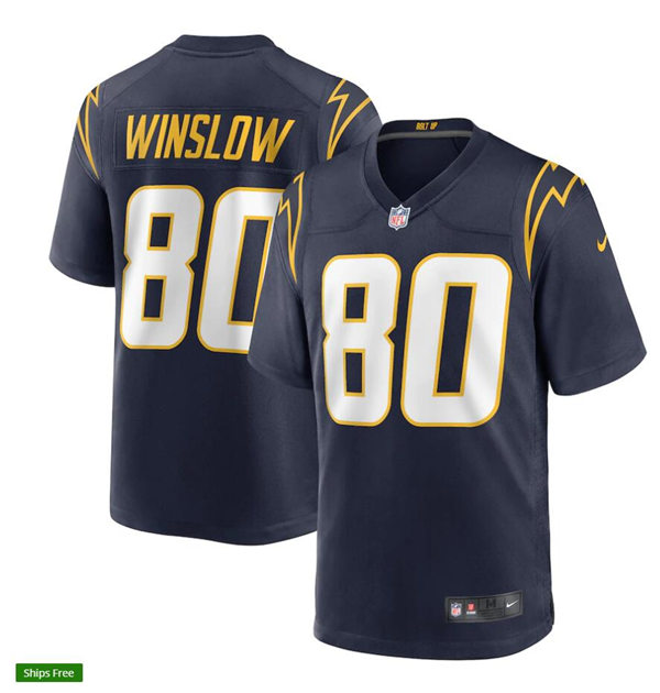 Mens Los Angeles Chargers Retired Player #80 Kellen Winslow Nike Navy Alternate Vapor Limited Jersey