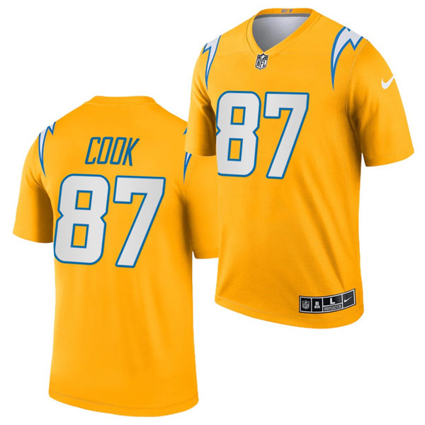 Mens Los Angeles Chargers #87 Jared Cook Nike 2021 Gold Inverted Legend Jersey