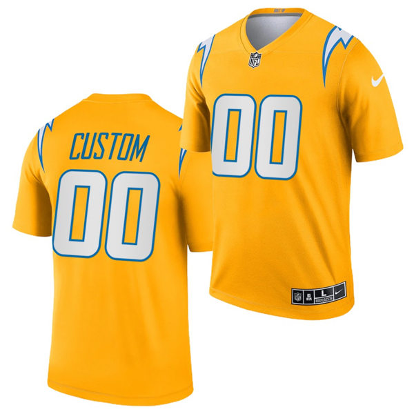 Mens Los Angeles Chargers Custom Shawne Merriman Wes Chandler Junior Seau Dan Fouts Nike 2021 Gold Inverted Legend Jersey