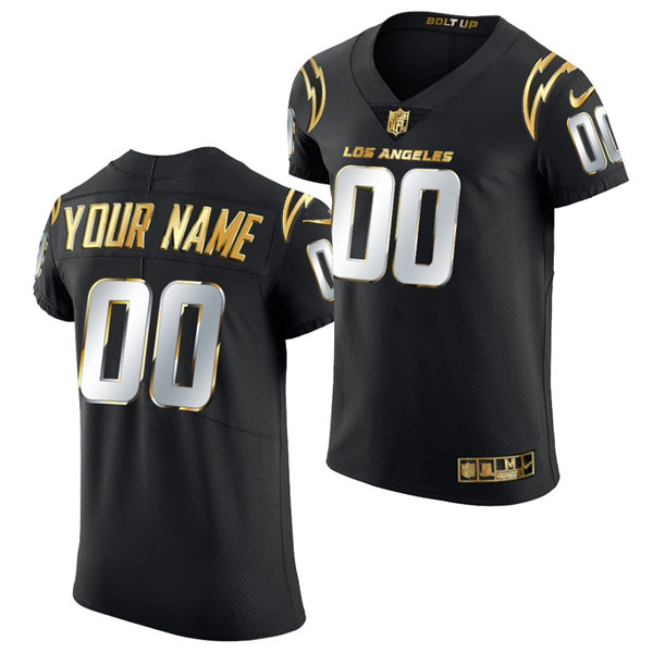 Mens Los Angeles Chargers Custom Charlie Joiner Kellen Winslow Chargers LaDainian Junior Seau Nike Black White Golden Edition Jersey