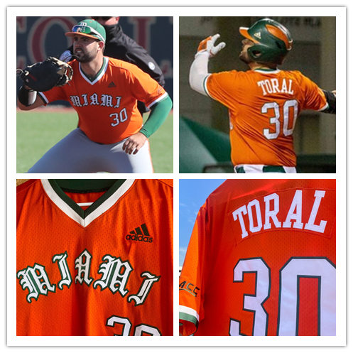 Mens Miami Hurricanes #30 Alex Toral Adidas 2021 Orange Pullover College Baseball Game Jersey
