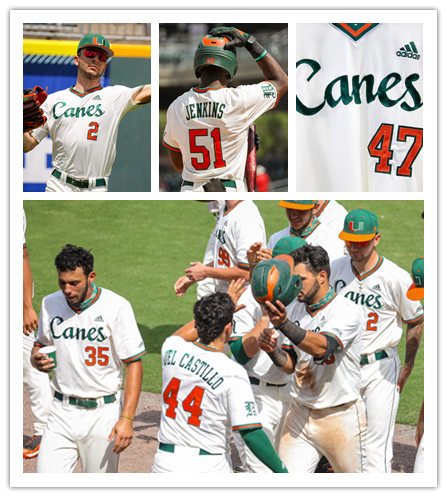 Mens Youth Miami Hurricanes Custom Adidas White Green Canes Baseball Jersey