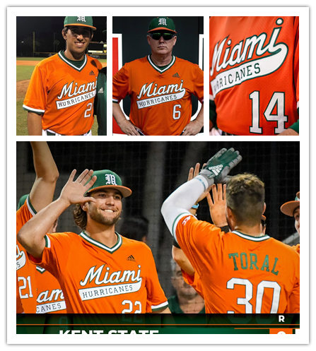 Mens Youth Miami Hurricanes Custom Adidas 2020 Orange Pullover Baseball Jersey