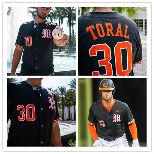 Mens Miami Hurricanes Custom Daniel Federman Luis Tuero Austin Pollak Anthony Vilar Carson Palmquist Adidas 2020 Black Baseball Jersey