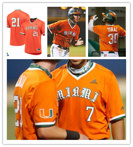 Mens Youth Miami Hurricanes Custom Adidas 2021 Orange Pullover Baseball Jersey
