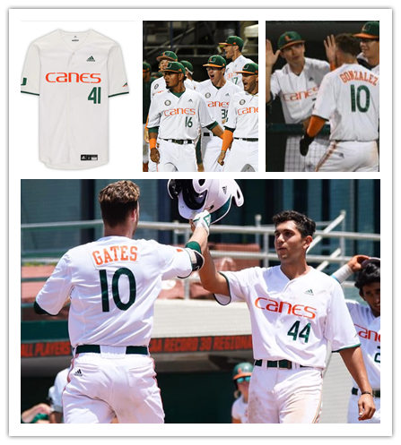 Mens Youth Miami Hurricanes Custom Adidas White Orange Canes Baseball Jersey