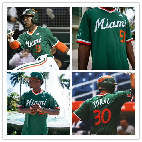 Mens Miami Hurricanes Custom Luis Tuero Austin Pollak Anthony Vilar Carson Palmquist Adidas 2021 Green Pullover Baseball Jersey