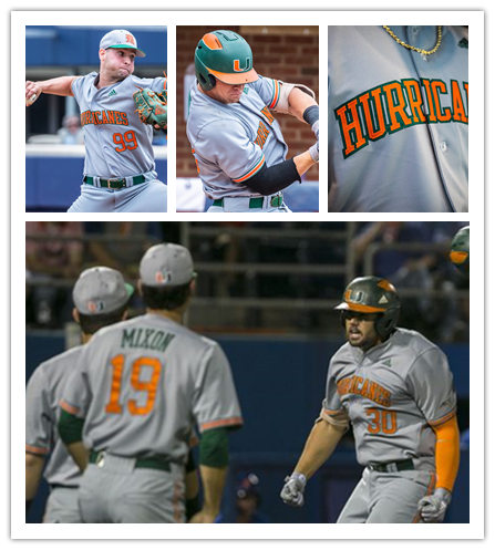 Mens Miami Hurricanes Custom Yohandy Morales Anthony Vilar Christian Del Castillo	Jake Garland Adidas 2019 Grey Baseball Jersey