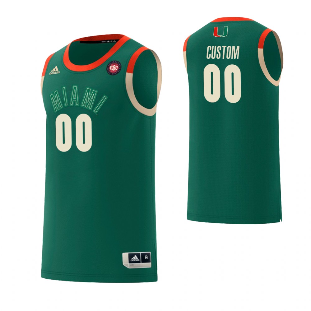 Mens Youth Miami Hurricanes Custom Adidas Green Renaissance Limited Basketball Jersey