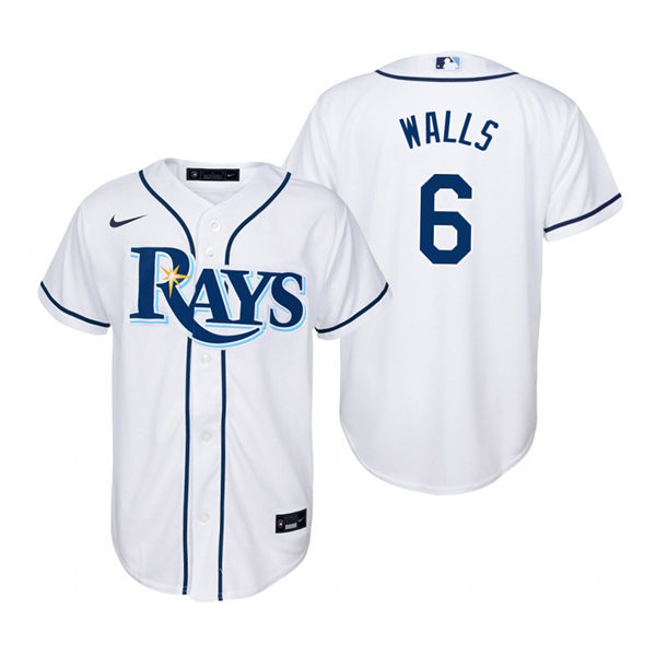 Youth Tampa Bay Rays #6 Taylor Walls Nike White Home Stitched MLB Jersey