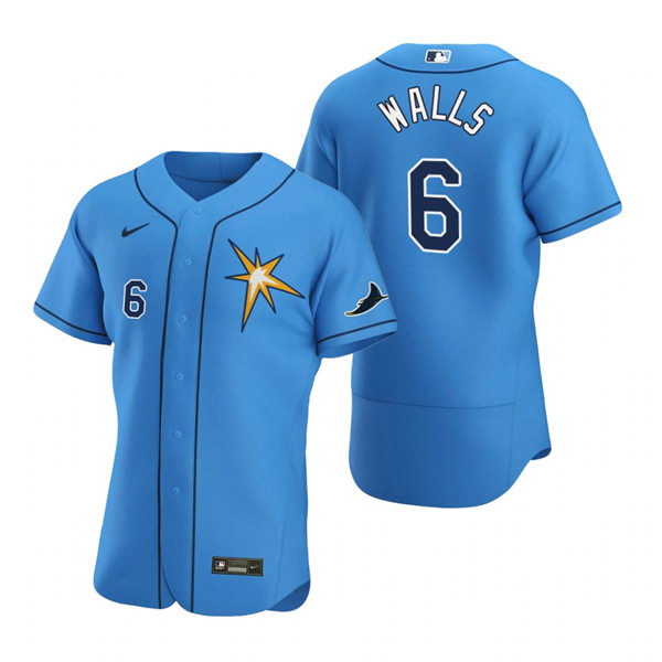 Mens Tampa Bay Rays #6 Taylor Walls Nike Light Blue Star FlexBase Jersey