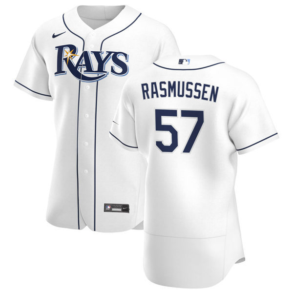 Mens Tampa Bay Rays #57 Drew Rasmussen Nike White Home FlexBase Baseball Jersey