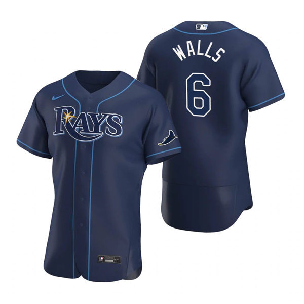 Mens Tampa Bay Rays #6 Taylor Walls Nike Navy Alternate FlexBase Jersey