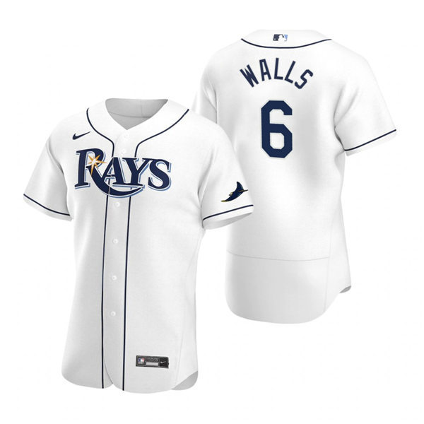 Mens Tampa Bay Rays #6 Taylor Walls Nike White Home FlexBase Baseball Jersey