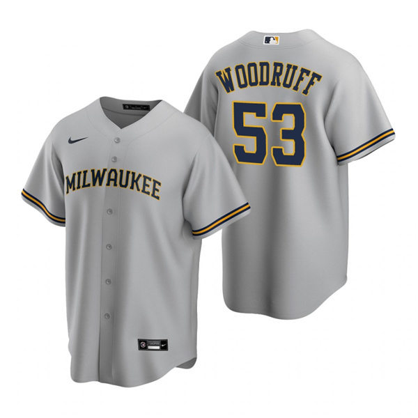 Youth Milwaukee Brewers #53 Brandon Woodruff Nike Gray Road Jersey