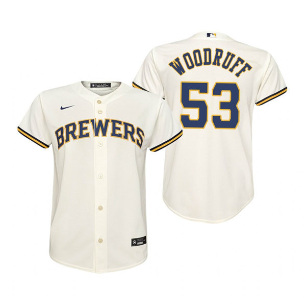 Youth Milwaukee Brewers #53 Brandon Woodruff Nike Cream Home Jersey