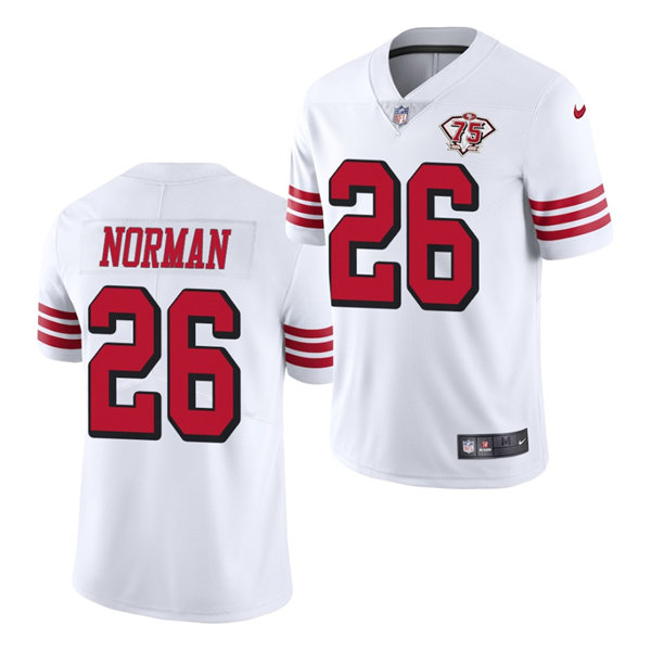 Mens San Francisco 49ers #26 Josh Norman Nike White Retro 1994 75th Anniversary Throwback Classic Limited Jersey