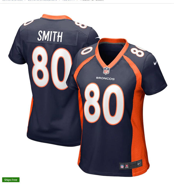 Womens Denver Broncos Retired Player #80 Rod Smith Nike Navy Limited Player Jersey