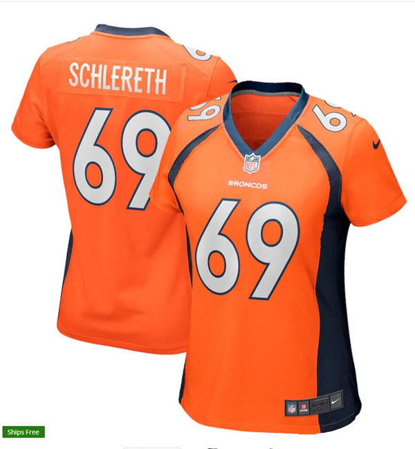 Womens Denver Broncos Retired Player #69 Mark Schlereth Nike Orange Limited Player Jersey
