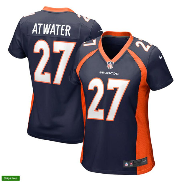 Womens Denver Broncos Retired Player #27 Steve Atwater Nike Navy Limited Player Jersey