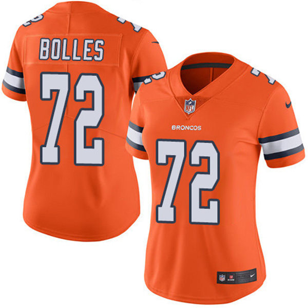 Womens Denver Broncos #72 Garett Bolles Nike Orange Color Rush Limited Player Jersey