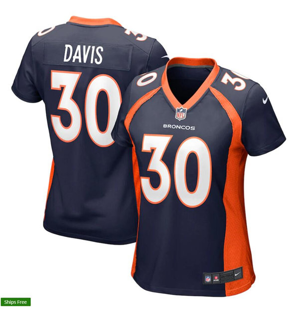 Womens Denver Broncos Retired Player #30 Terrell Davis Nike Navy Limited Player Jersey