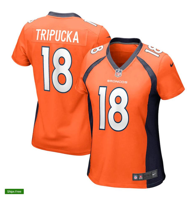 Womens Denver Broncos Retired Player #18 Frank Tripucka Nike Orange Limited Player Jersey