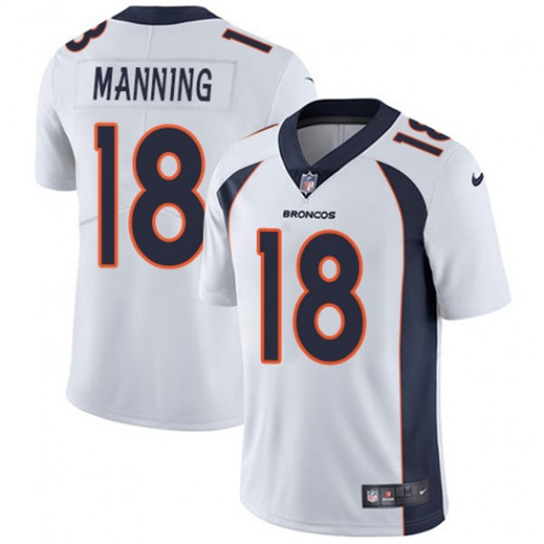 Mens Denver Broncos Retired Player #18 Peyton Manning Nike White Vapor Untouchable Limited Jersey