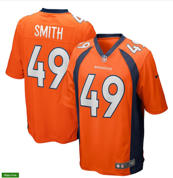 Mens Denver Broncos Retired Player #49 Dennis Smith Nike Orange Vapor Untouchable Limited Jersey