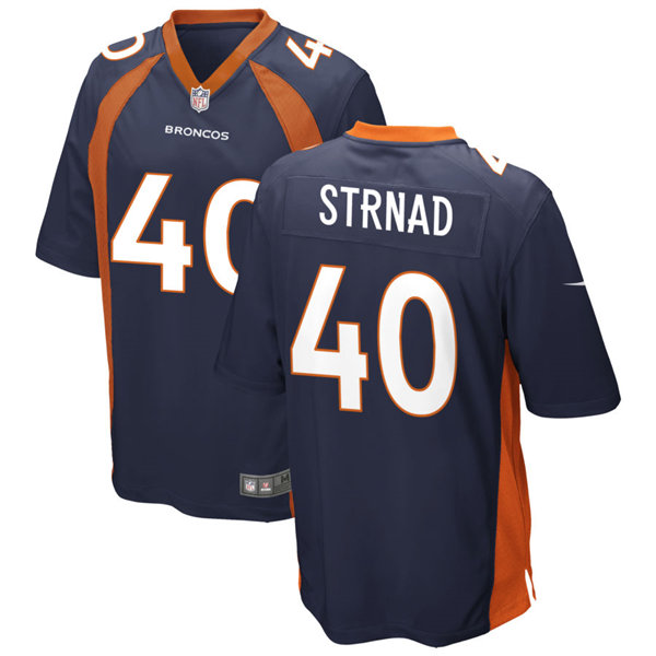 Mens Denver Broncos #40 Justin Strnad Nike Navy Vapor Untouchable Limited Jersey