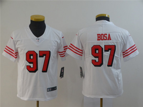 Youth San Francisco 49ers #97 Nick Bosa Nike White Color Rush Legend Player Jersey