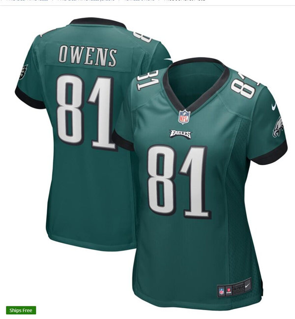 Womens Philadelphia Eagles Retired Player #81 Terrell Owens Nike Midnight Green Limited Jersey 