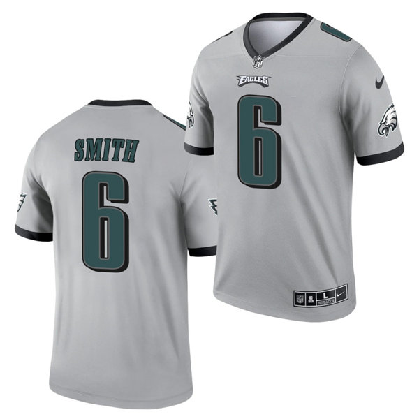 Mens Philadelphia Eagles #6 DeVonta Smith Nike 2021 Silver Inverted Legend Jersey