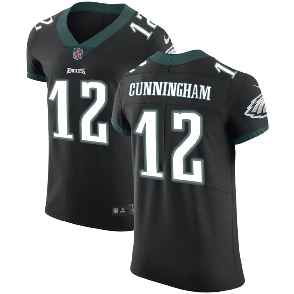Mens Philadelphia Eagles Retired Player #12 Randall Cunningham Nike Black Vapor Limited Jersey 
