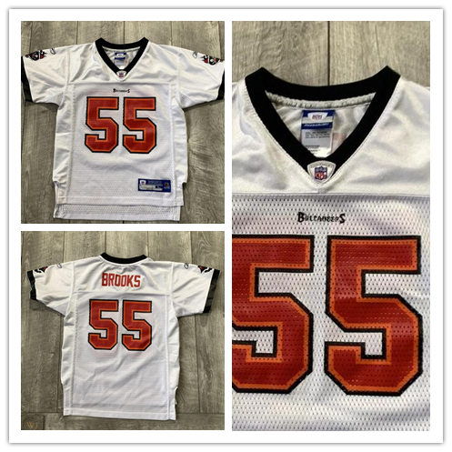 Mens Tampa Bay Buccaneers #55 Derrick Brooks White Mitchell & Ness Throwback Football Jersey