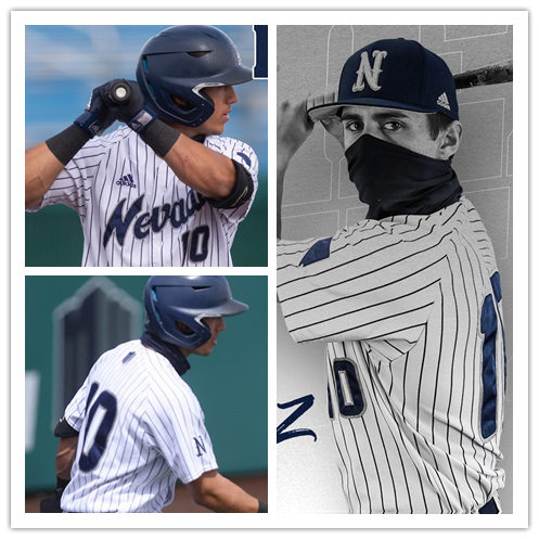 Mens Nevada Wolf Pack #10 Dario Gomez Adidas White Pinstripe College Baseball Game Jersey