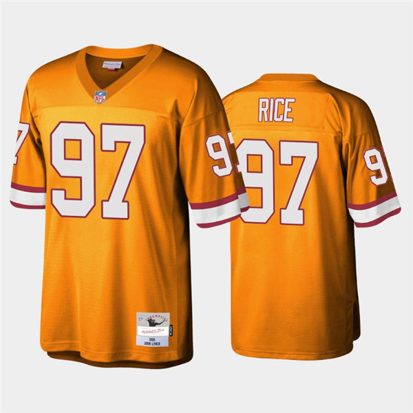 Mens Tampa Bay Buccaneers #97 Simeon Rice Orange Mitchell & Ness Throwback Football Jersey