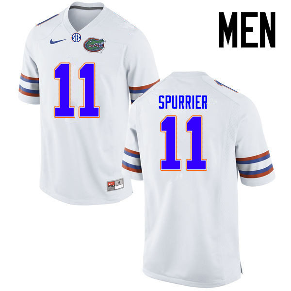 Mens Florida Gators #11 Steve Spurrier Nike White Football Jersey