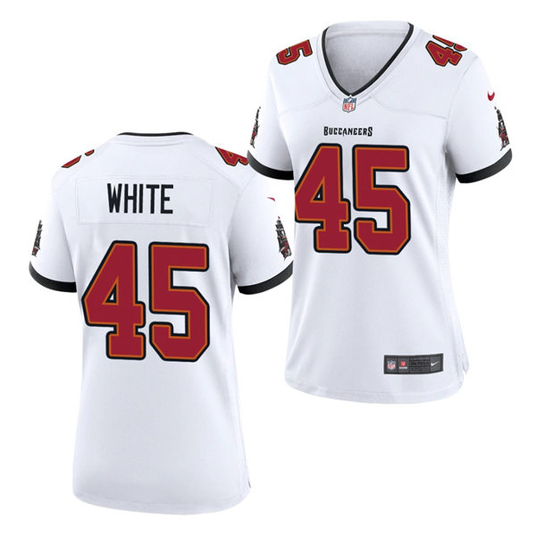 Womens Tampa Bay Buccaneers #45 Devin White Nike Road White Limited Jersey