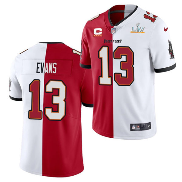 Mens Tampa Bay Buccaneers #13 Mike Evans Nike Red White Split Two Tone Jersey