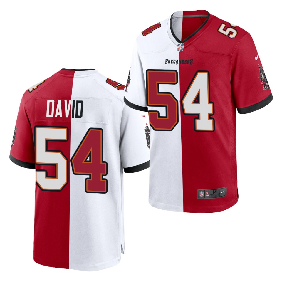 Mens Tampa Bay Buccaneers #54 Lavonte David Nike White Red Split Two Tone Jersey