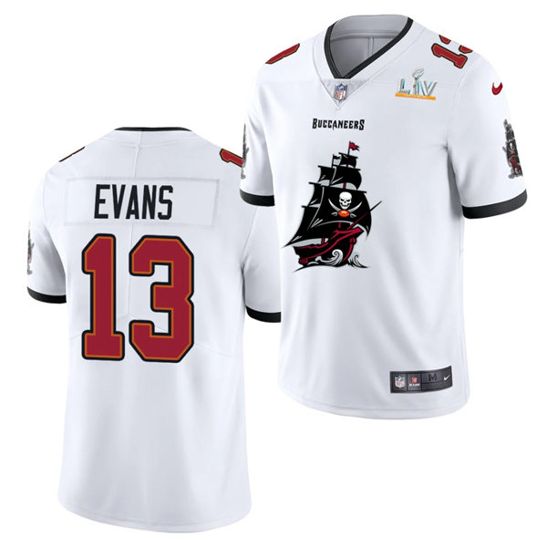 Mens Tampa Bay Buccaneers #13 Mike Evans Nike White 2021 Super Bowl LV Champions Alternate Logos Vapor Limited Jersey