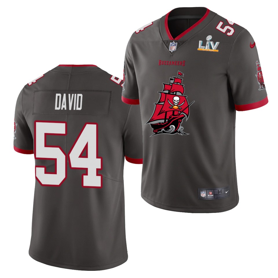 Mens Tampa Bay Buccaneers  #54 Lavonte David Nike Pewter 2021 Super Bowl LV Champions Alternate Logos Vapor Limited Jersey