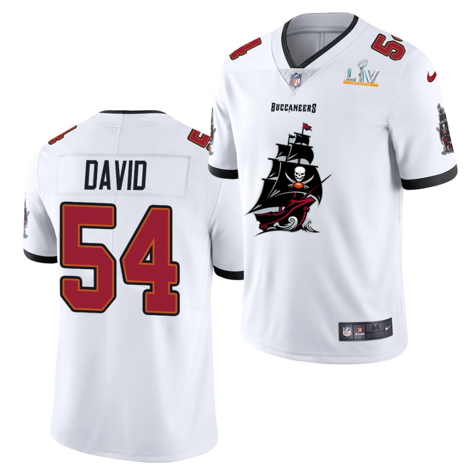Mens Tampa Bay Buccaneers #54 Lavonte David Nike White 2021 Super Bowl LV Champions Alternate Logos Vapor Limited Jersey