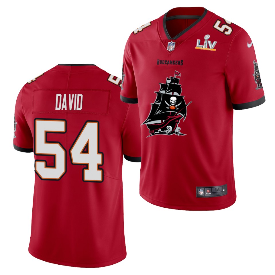 Mens Tampa Bay Buccaneers #54 Lavonte David Nike Red 2021 Super Bowl LV Champions Alternate Logos Vapor Limited Jersey
